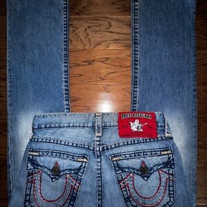 True Religion Ricky Super T Red Patch Jeans